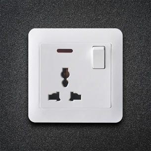 Plastic Switch TT-Universal 3 Pin Socket With Switch With Indicator Light-WHITE